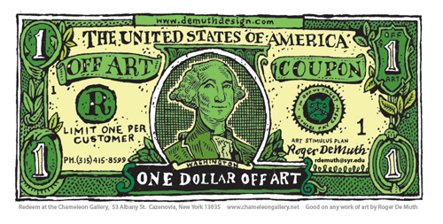 one dollar bill art. My $1 dollar off art coupon